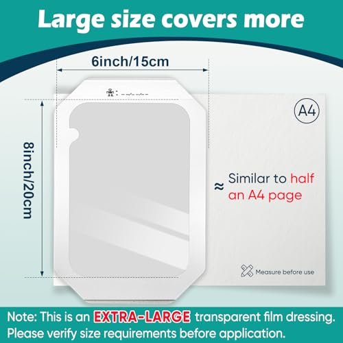Transparente Wundauflage 15 x 20 cm, wasserdicht, Box mit 12 Stück – Ideal zum Schwimmen, Duschen, für postoperative Wunden, IV-Schutz, Tattoo-Nachsorge und Narbentherapie