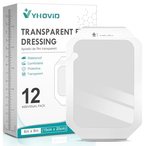 Transparente Wundauflage 15 x 20 cm, wasserdicht, Box mit 12 Stück – Ideal zum Schwimmen, Duschen, für postoperative Wunden, IV-Schutz, Tattoo-Nachsorge und Narbentherapie