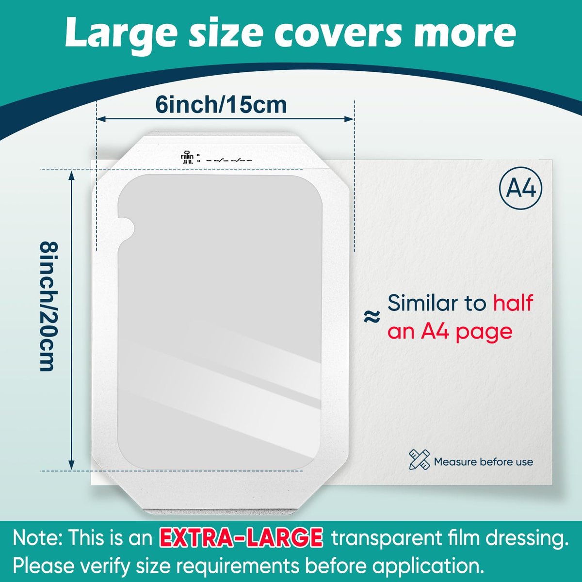 Transparente Wundauflage 15 x 20 cm, wasserdicht, Box mit 12 Stück – Ideal zum Schwimmen, Duschen, für postoperative Wunden, IV-Schutz, Tattoo-Nachsorge und Narbentherapie