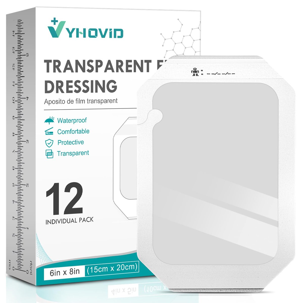 Transparente Wundauflage 15 x 20 cm, wasserdicht, Box mit 12 Stück – Ideal zum Schwimmen, Duschen, für postoperative Wunden, IV-Schutz, Tattoo-Nachsorge und Narbentherapie