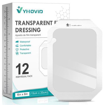 Transparente Wundauflage 15 x 20 cm, wasserdicht, Box mit 12 Stück – Ideal zum Schwimmen, Duschen, für postoperative Wunden, IV-Schutz, Tattoo-Nachsorge und Narbentherapie