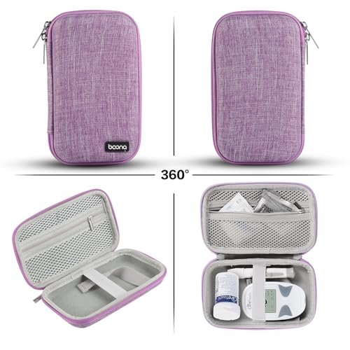 Diabetes Travel Case EVA Hartschale Diabetiker Tasche Organizer für Blutzuckermessgerät-Kit, Teststreifen, Lanzetten, Stechhilfe, Alkoholtupfer (Schwarz)