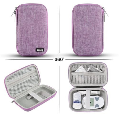 Diabetes Travel Case EVA Hartschale Diabetiker Tasche Organizer für Blutzuckermessgerät-Kit, Teststreifen, Lanzetten, Stechhilfe, Alkoholtupfer (Schwarz)