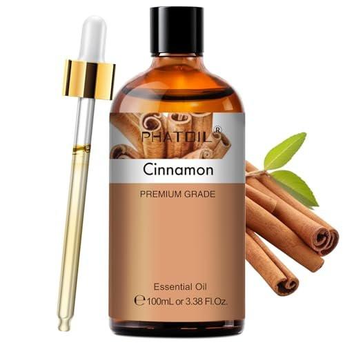 PHATOIL Zimt ätherisches Öl – Reines Aromaöl für Aromatherapie, Hausreinigung, Hautpflege und Raumduft, DIY Kerzen- & Seifenherstellung 100 ml