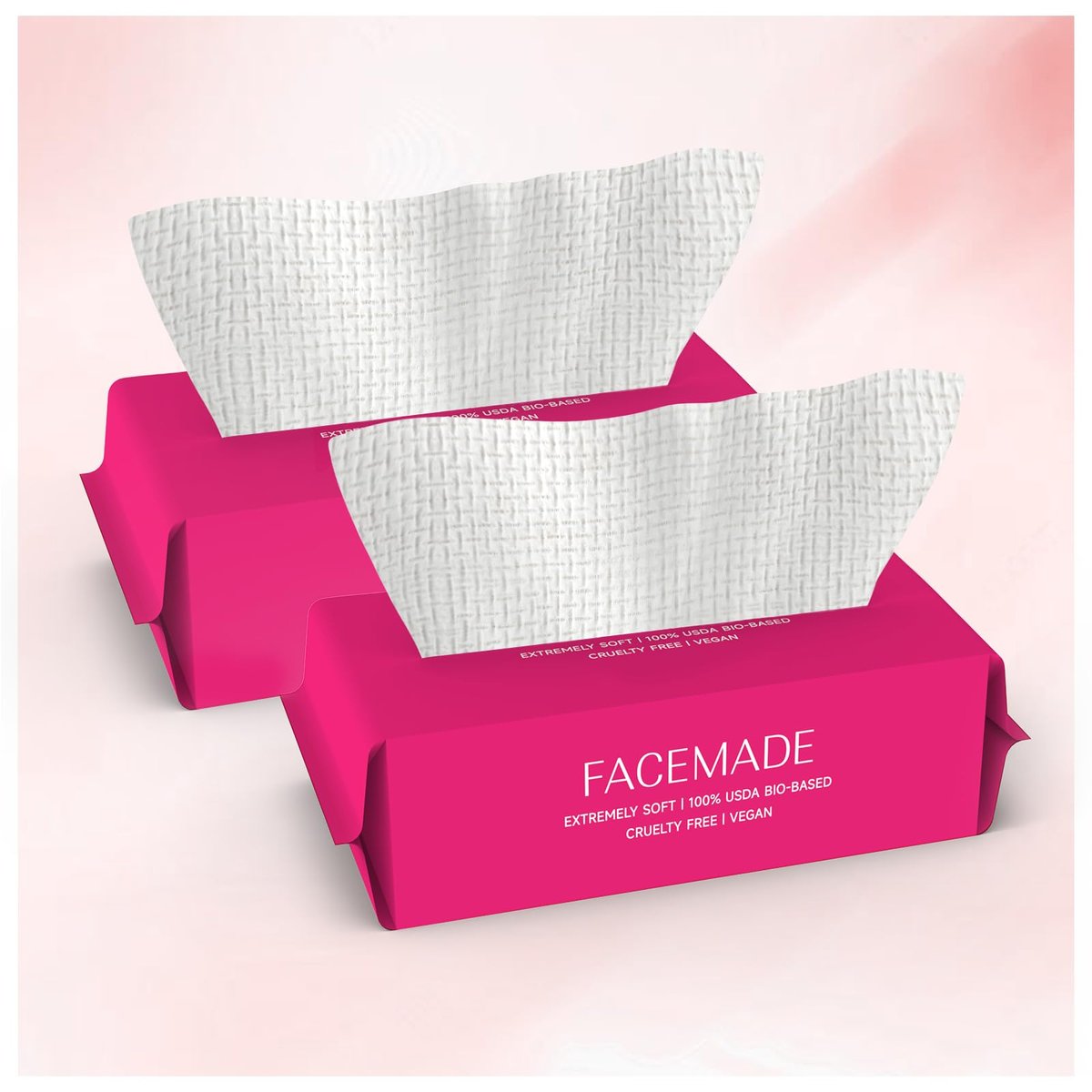 FACEMADE 100 Stück (2 Packungen) Einweg-Gesichtstücher, Extra Dicke Einweg-Gesichtstücher, Saubere Gesichtstücher zum Abschminken, Hautpflege, USDA-zertifiziert 100% Biobasiert