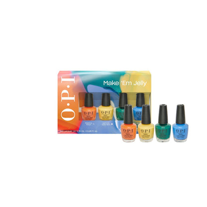 OPI Nail Lacquer 4er Mini-Pack | 4 cremige Sommerfarben, splitterresistenter Nagellack-Geschenkset | Make 'Em Jelly! Kollektion | Sommer 2025