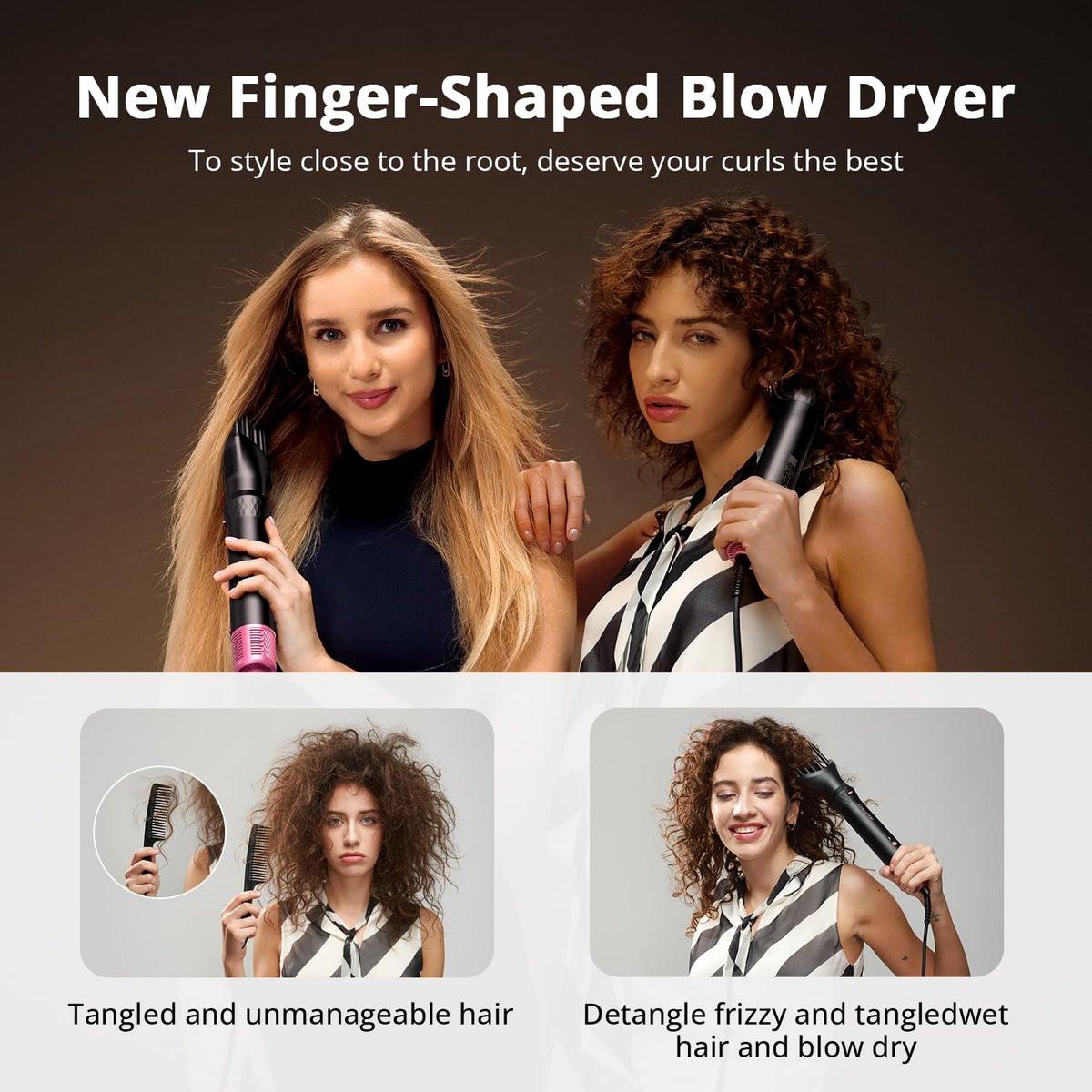 Air Wrap Haarstyler – Schnell trocknender Föhn & Lockenstab, Heißluft-Styler ohne Hitzeschäden für Locken, Volumen, Glätten – Pink