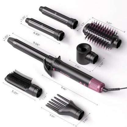 Air Wrap Haarstyler – Schnell trocknender Föhn & Lockenstab, Heißluft-Styler ohne Hitzeschäden für Locken, Volumen, Glätten – Pink