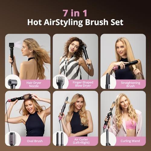 Air Wrap Haarstyler – Schnell trocknender Föhn & Lockenstab, Heißluft-Styler ohne Hitzeschäden für Locken, Volumen, Glätten – Pink