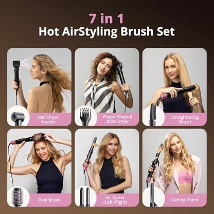 Air Wrap Haarstyler – Schnell trocknender Föhn & Lockenstab, Heißluft-Styler ohne Hitzeschäden für Locken, Volumen, Glätten – Pink