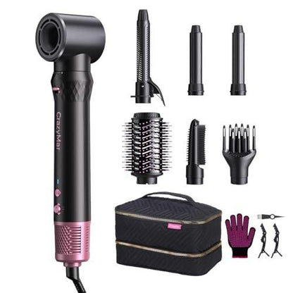 Air Wrap Haarstyler – Schnell trocknender Föhn & Lockenstab, Heißluft-Styler ohne Hitzeschäden für Locken, Volumen, Glätten – Pink