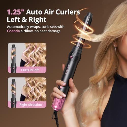 Air Wrap Haarstyler – Schnell trocknender Föhn & Lockenstab, Heißluft-Styler ohne Hitzeschäden für Locken, Volumen, Glätten – Pink