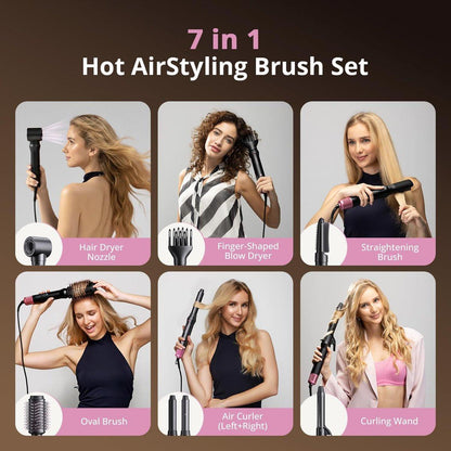Air Wrap Haarstyler – Schnell trocknender Föhn & Lockenstab, Heißluft-Styler ohne Hitzeschäden für Locken, Volumen, Glätten – Pink