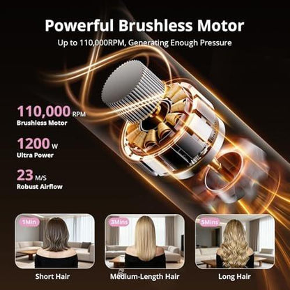 Air Wrap Haarstyler – Schnell trocknender Föhn & Lockenstab, Heißluft-Styler ohne Hitzeschäden für Locken, Volumen, Glätten – Pink