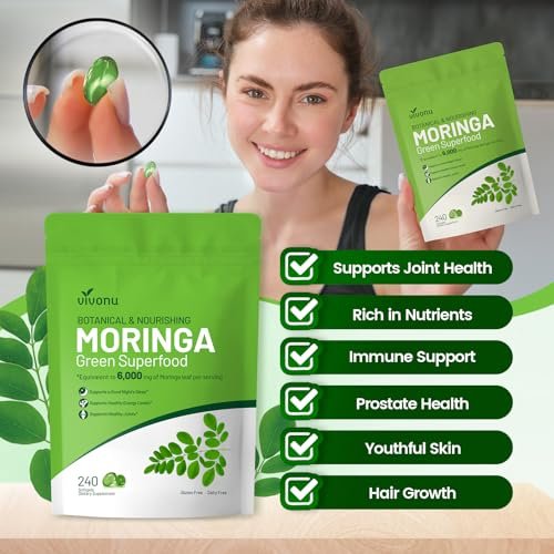 Pure Moringa Softgel – 240 Kapseln, 30:1 Ultra-konzentrierter Moringa-Blatt-Extrakt mit Liposomaler Technologie für 98 % Absorption, 120-Tage-Vorrat, Vollwertiges grünes Superfood für Energie, Haut, Immunsystem und Darmgesundheit