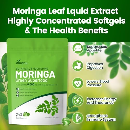 Pure Moringa Softgel – 240 Kapseln, 30:1 Ultra-konzentrierter Moringa-Blatt-Extrakt mit Liposomaler Technologie für 98 % Absorption, 120-Tage-Vorrat, Vollwertiges grünes Superfood für Energie, Haut, Immunsystem und Darmgesundheit