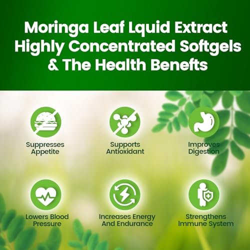 Pure Moringa Softgel – 240 Kapseln, 30:1 Ultra-konzentrierter Moringa-Blatt-Extrakt mit Liposomaler Technologie für 98 % Absorption, 120-Tage-Vorrat, Vollwertiges grünes Superfood für Energie, Haut, Immunsystem und Darmgesundheit