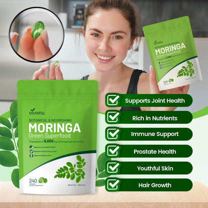 Pure Moringa Softgel – 240 Kapseln, 30:1 Ultra-konzentrierter Moringa-Blatt-Extrakt mit Liposomaler Technologie für 98 % Absorption, 120-Tage-Vorrat, Vollwertiges grünes Superfood für Energie, Haut, Immunsystem und Darmgesundheit