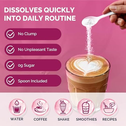 DRFOSTER Multi-Collagen-Peptiden-Pulver für Frauen – Typ I, II, III, V, X, hydrolysiertes Kollagenpulver mit Beauty-Komplex, Vitamin C & Biotin für Haut, Haare, Nägel, Gelenke, Nicht-GVO, 35 Portionen