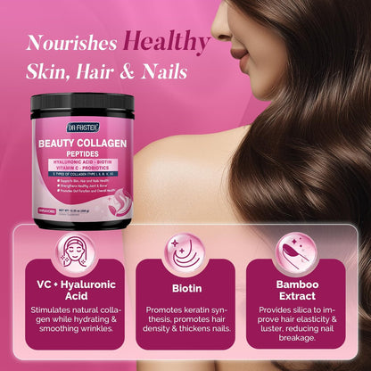 DRFOSTER Multi-Collagen-Peptiden-Pulver für Frauen – Typ I, II, III, V, X, hydrolysiertes Kollagenpulver mit Beauty-Komplex, Vitamin C & Biotin für Haut, Haare, Nägel, Gelenke, Nicht-GVO, 35 Portionen