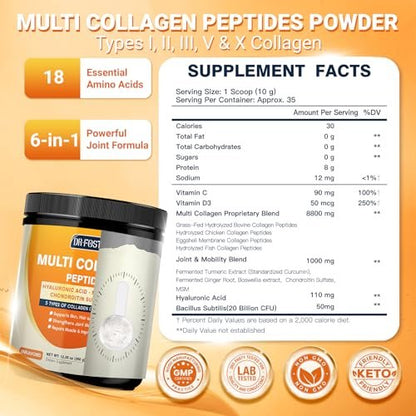 DRFOSTER Gelenk-Collagen-Peptide – Pulver zur Unterstützung von Gelenken und Bindegewebe, 350 g
