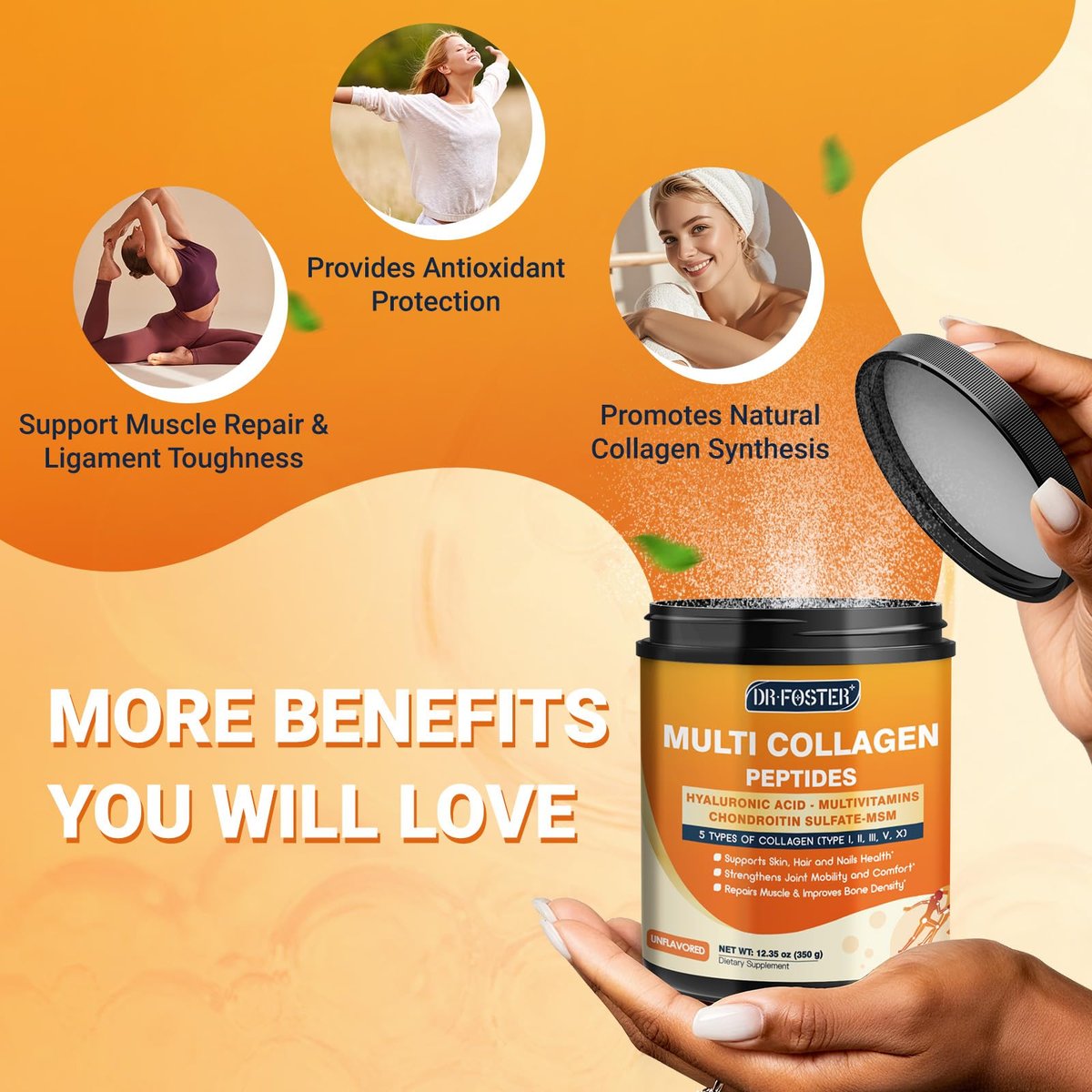 DRFOSTER Gelenk-Collagen-Peptide – Pulver zur Unterstützung von Gelenken und Bindegewebe, 350 g