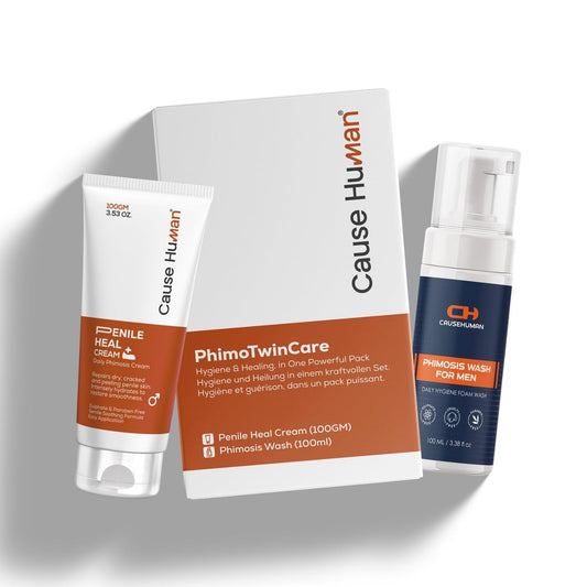 Cause Human PhimoTwinCare – Penile Heal Creme (100g) + Phimose-Waschung für Männer (100ml) | Tägliches Pflegeset | Steroidfrei & Sanft zur empfindlichen Haut