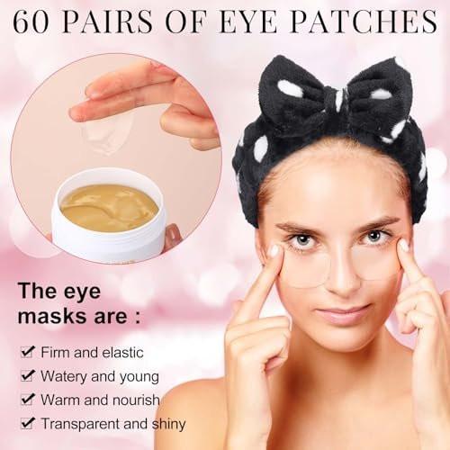 Viozakanry 96-teiliges Gesichtsmasken-Set – Feuchtigkeitsspendend & Reinigend für empfindliche Haut – Inklusive 30 Peel-Off-Masken, 4 Tonmasken, 60 Paar Augenpflaster, Maskenpinsel und Stirnband