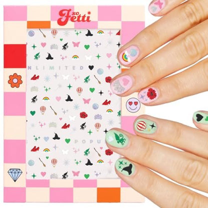 xo, Fetti Rosa + Grün Hexen-Nagelaufkleber - 604 Stück | Geburtstagsdekoration, Niedliche Party-Geschenke für Mädchen, Maniküre-Zubehör, Kinder-Zauberbedarf