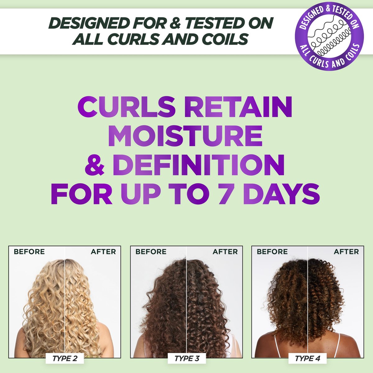 Garnier Fructis Method for Curls Feuchtigkeitsspendendes Shampoo für lockiges Haar mit bis zu 5 % Hyaluron-Feuchtigkeitskomplex, entwickelt und getestet für Locken und Coils von Typ 2C bis 4C, 6,8 fl oz