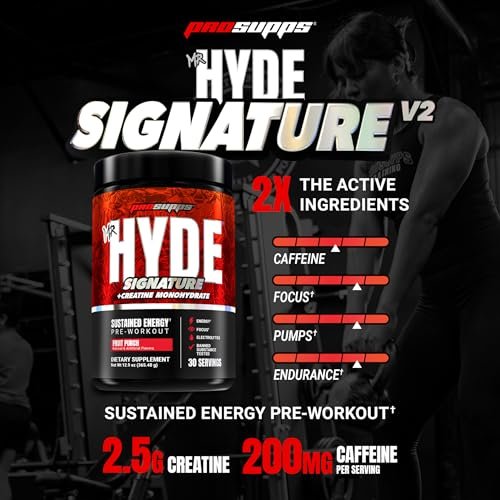 ProSupps Mr. Hyde Signature V2 Pre-Workout Pulver – Fruchtpunsch, 30 Portionen mit Creatin, Beta-Alanin & Koffein für Leistung & Energie
