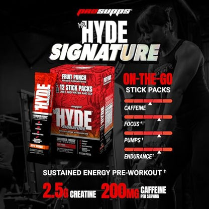 ProSupps Mr. Hyde Signature Pre Workout Drink-Mix – Energie, Ausdauer & Fokus mit Kreatin, Beta-Alanin & Koffein – 12 Portionen im praktischen Beutel (Fruchtpunsch)