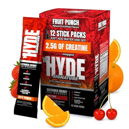 ProSupps Mr. Hyde Signature Pre Workout Drink-Mix – Energie, Ausdauer & Fokus mit Kreatin, Beta-Alanin & Koffein – 12 Portionen im praktischen Beutel (Fruchtpunsch)