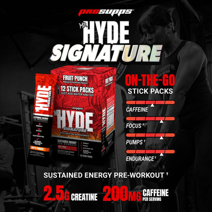 ProSupps Mr. Hyde Signature Pre Workout Drink-Mix – Energie, Ausdauer & Fokus mit Kreatin, Beta-Alanin & Koffein – 12 Portionen im praktischen Beutel (Fruchtpunsch)