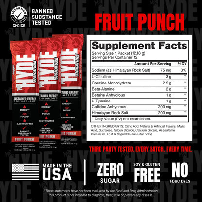 ProSupps Mr. Hyde Signature Pre Workout Drink-Mix – Energie, Ausdauer & Fokus mit Kreatin, Beta-Alanin & Koffein – 12 Portionen im praktischen Beutel (Fruchtpunsch)