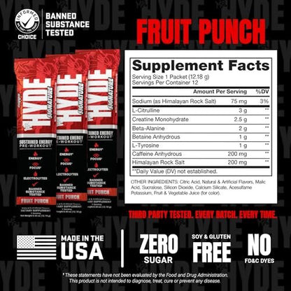 ProSupps Mr. Hyde Signature Pre Workout Drink-Mix – Energie, Ausdauer & Fokus mit Kreatin, Beta-Alanin & Koffein – 12 Portionen im praktischen Beutel (Fruchtpunsch)