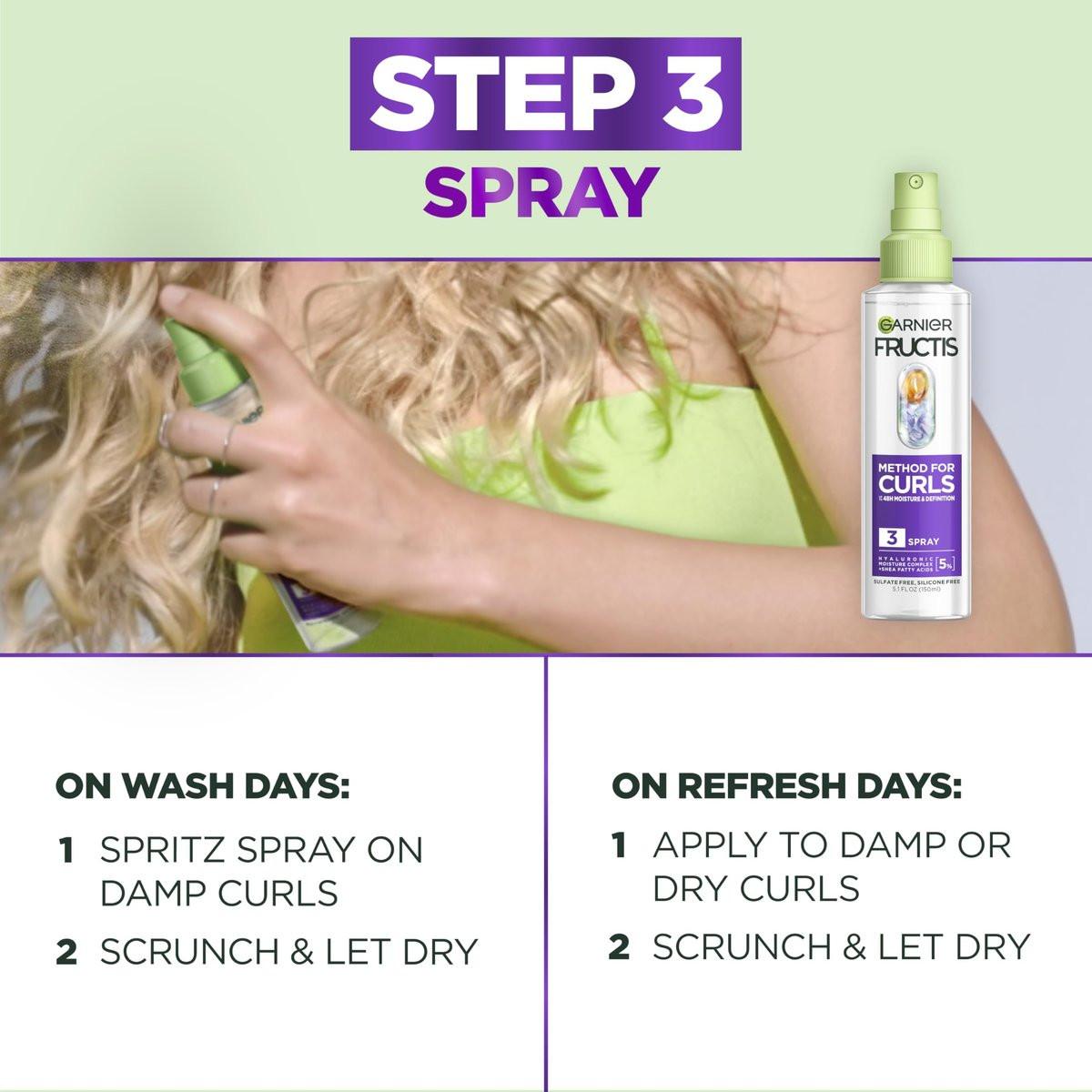 Garnier Fructis Method for Curls Curly Hair Set: Feuchtigkeitsspendendes Shampoo, Haarmaske und Curl-Refresher-Spray für Locken von 2C bis 4C