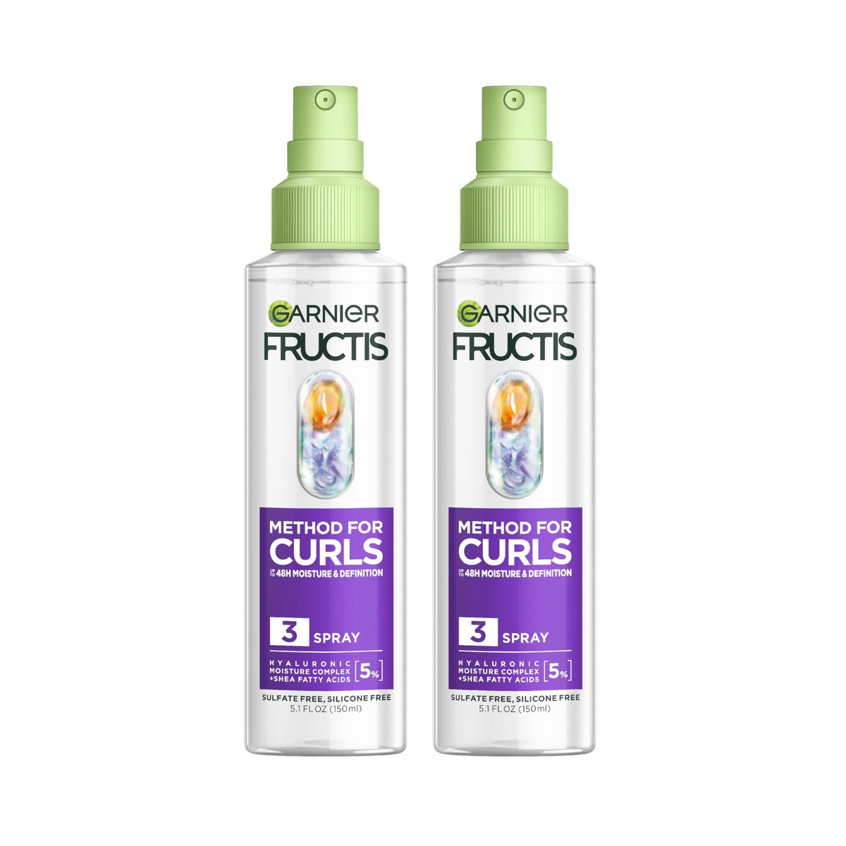 Garnier Fructis Method for Curls Feuchtigkeitsspendender Locken-Aktivator, Locken-Auffrischungsspray mit bis zu 5% Hyaluronic Moisture Complex, entwickelt und getestet für 2C bis 4C Locken und Coils, 12,5 fl oz