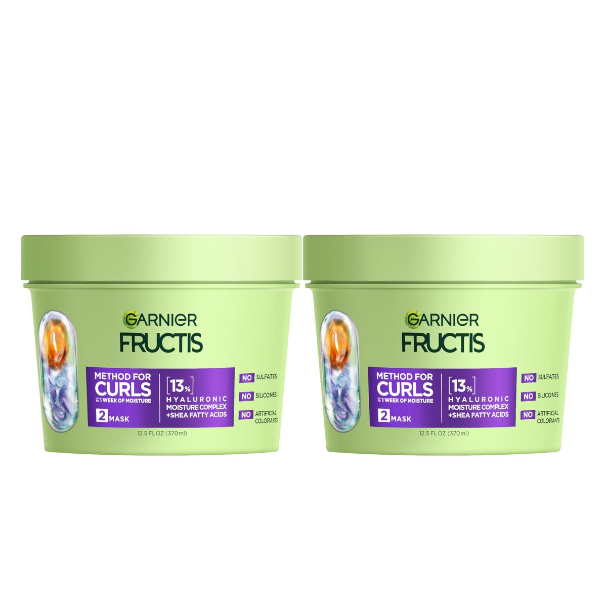 Garnier Fructis Method for Curls Feuchtigkeitsmaske für Lockiges Haar mit bis zu 13% Hyaluron-Feuchtigkeitskomplex, entwickelt und getestet für Locken von 2C bis 4C, 355 ml