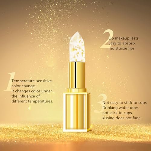 EOIRULA 2er-Pack übertragungssicherer farbwechselnder Lipgloss, Goldfolien-Lippenstift für Frauen, feuchtigkeitsspendender Glanz-Lippenglanz, tiefe Pflege