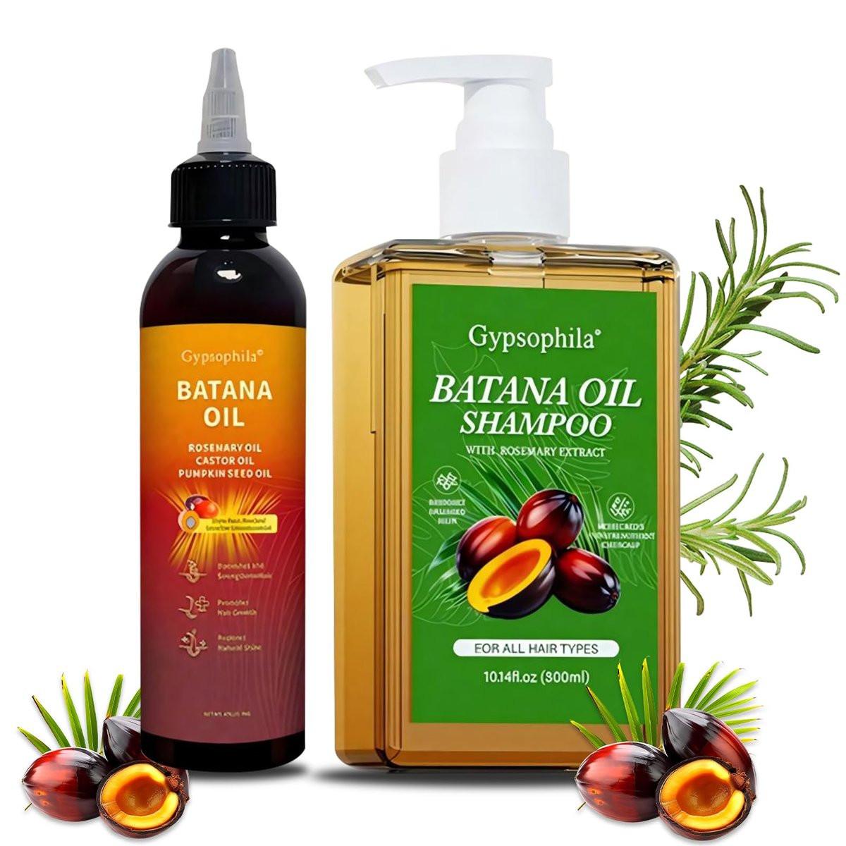 Umex Batana Oil Haarpflege-Set – Nährendes Shampoo & 4-in-1 Haaröl mit Rosmarin, Rizinus & Kürbiskernöl – Unterstützt Haarwachstum, Stärkung & Tiefenreinigung – Für alle Haartypen