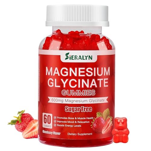Magnesiumglycinat Gummibärchen 600 mg – Zuckerfreie Magnesium Gummis für Erwachsene, Hochabsorbierendes Magnesium für Stress- und Muskelentspannung & Nervengesundheit, Non-GMO, Glutenfrei, Vegan, 60 Stück