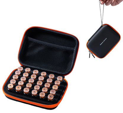 Moyite 30 Slots Peptid-Aufbewahrungsetui für Kühlschrank – Passend für 1ml, 2ml, 3ml Vials für Peptide, Insulin und GLP-1 – Mit Handschlaufe und Logo – Schwarz und Orange, Etui nur, 1 Stück