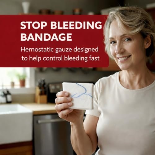 MEDCLOT Hämostatische Gaze – Stoppt Blutungen schnell – Blutstillender Verband mit Kaolin – Wundversorgung & Notfälle – Steriler Kompressverband, 2 Fuß Rolle, haltbar bis 2029