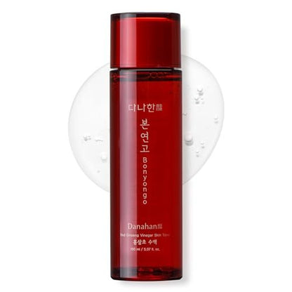 DANAHAN Bonyongo Red Ginseng Vinegar Toner – Reichhaltiger Essence Toner für trockene & reife Haut | 6 Jahre fermentierter Ginseng für Anti-Aging & pH-Gleichgewicht | Koreanische Hanbang-Hautpflege, 150 ml