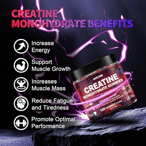 Creatin Monohydrat Gummis für Männer & Frauen – Zuckerfrei, Vegan, mit L-Taurin, Himbeer-Brombeer-Heidelbeer-Geschmack, 120 Stück