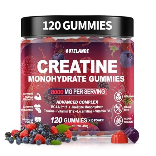 Creatin Monohydrat Gummis für Männer & Frauen – Zuckerfrei, Vegan, mit L-Taurin, Himbeer-Brombeer-Heidelbeer-Geschmack, 120 Stück