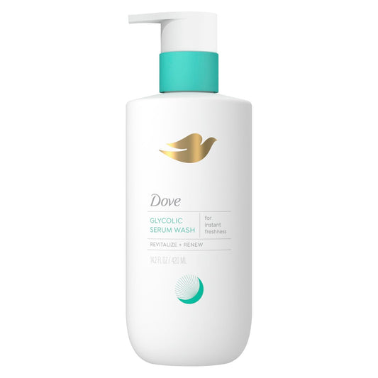 Dove Glykol-Serum Duschgel für Frauen – Hauterneuerung, Feuchtigkeit & Geruchskontrolle, Frischer Wasserlilien-Duft, 14,2 oz