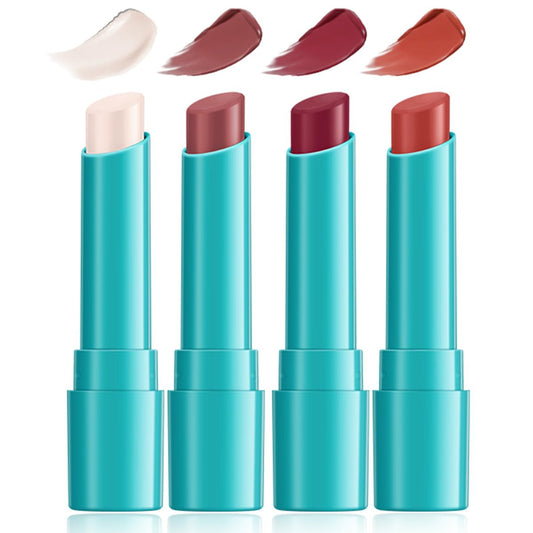 Loobexery 4-teiliges Lip Tint Set – Feuchtigkeitsspendender, getönter Lippenbalsam mit Vitamin E, lang anhaltend, wasserfest, nicht klebend (01#)