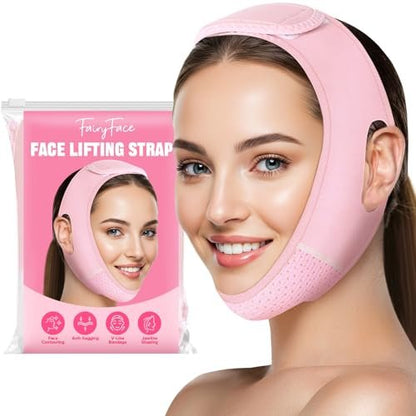 FairyFace V-Face Slimming Strap – Kinnriemen für die Nacht, V-Linie Lift-Maske, Doppelkinn Reduzierer, Wiederverwendbarer V-förmiger Gürtel, Gesichtsformer